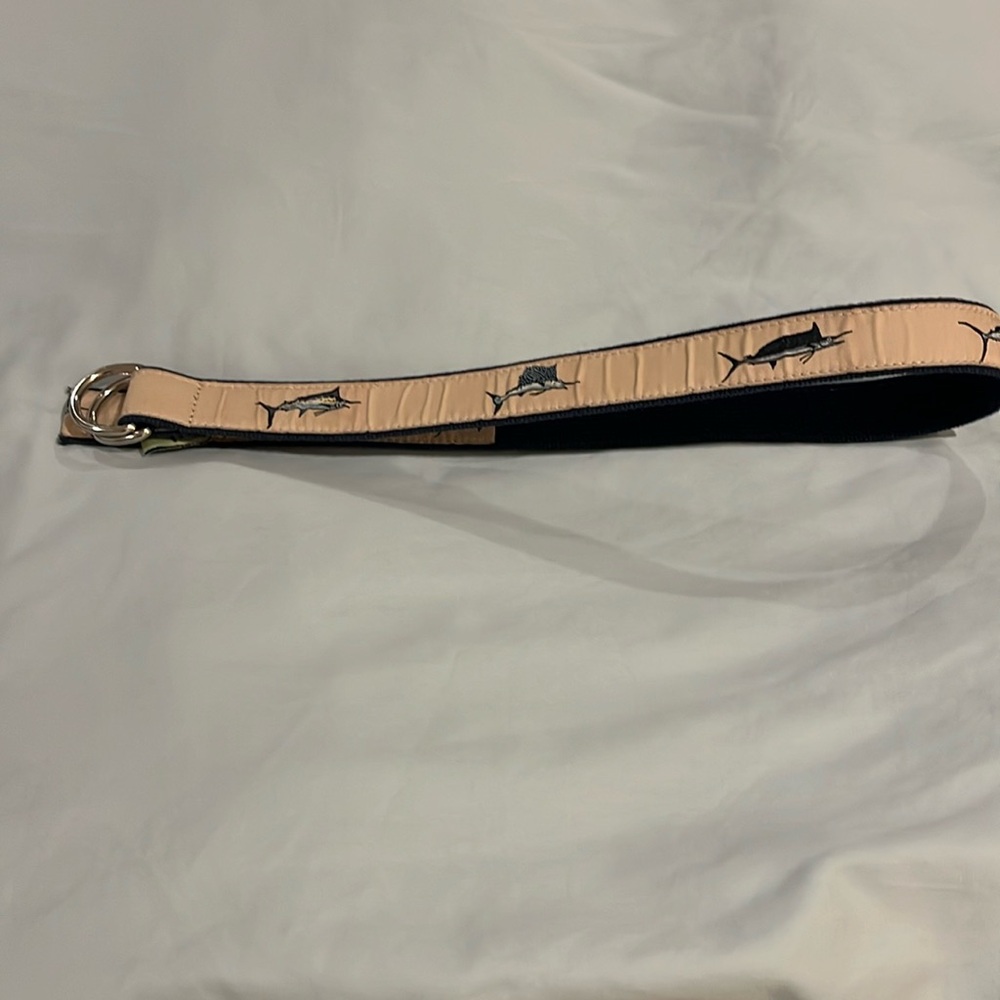 The Belted Cow Company belt, large, swordfish embroidered